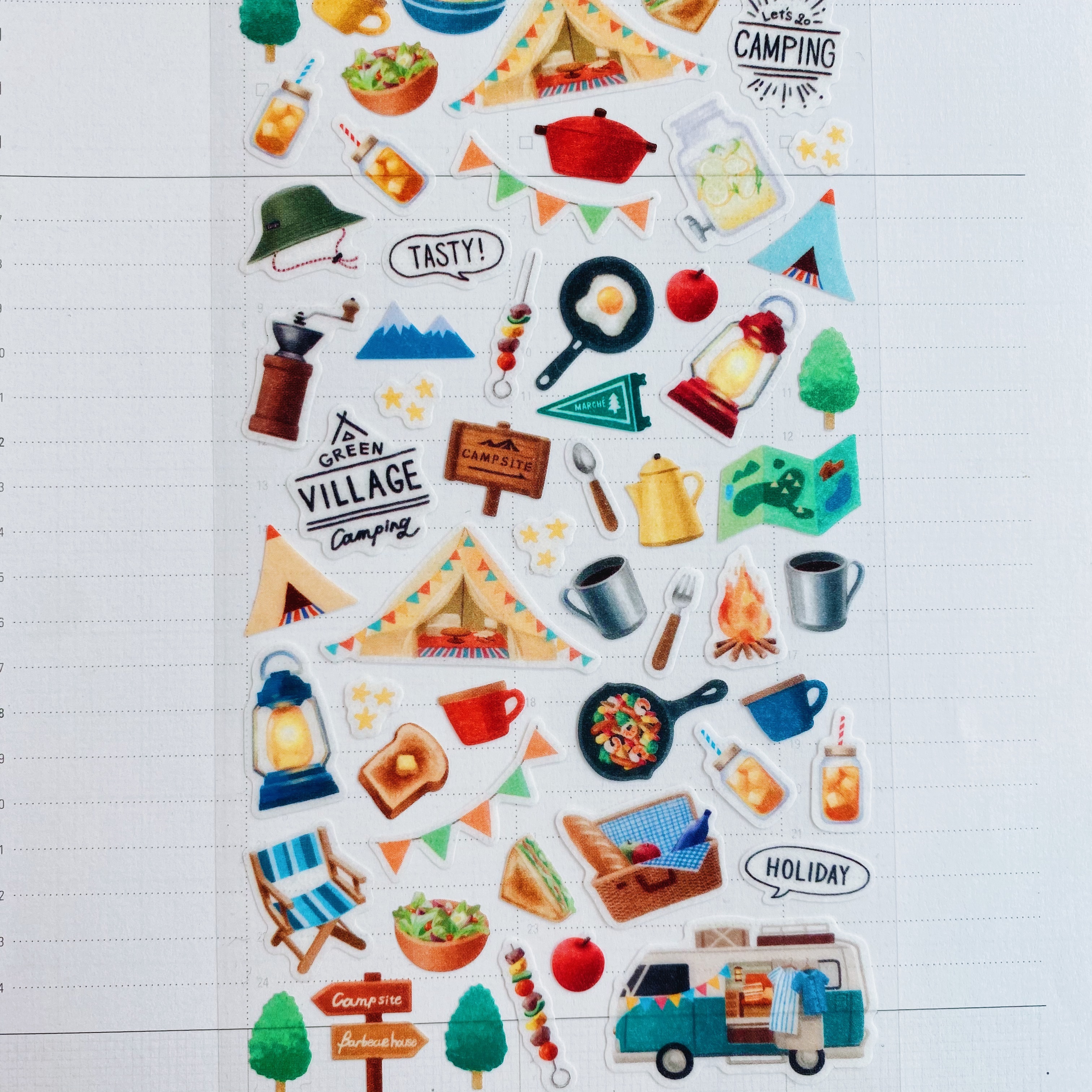 MIDORI 露營 水彩和紙貼紙