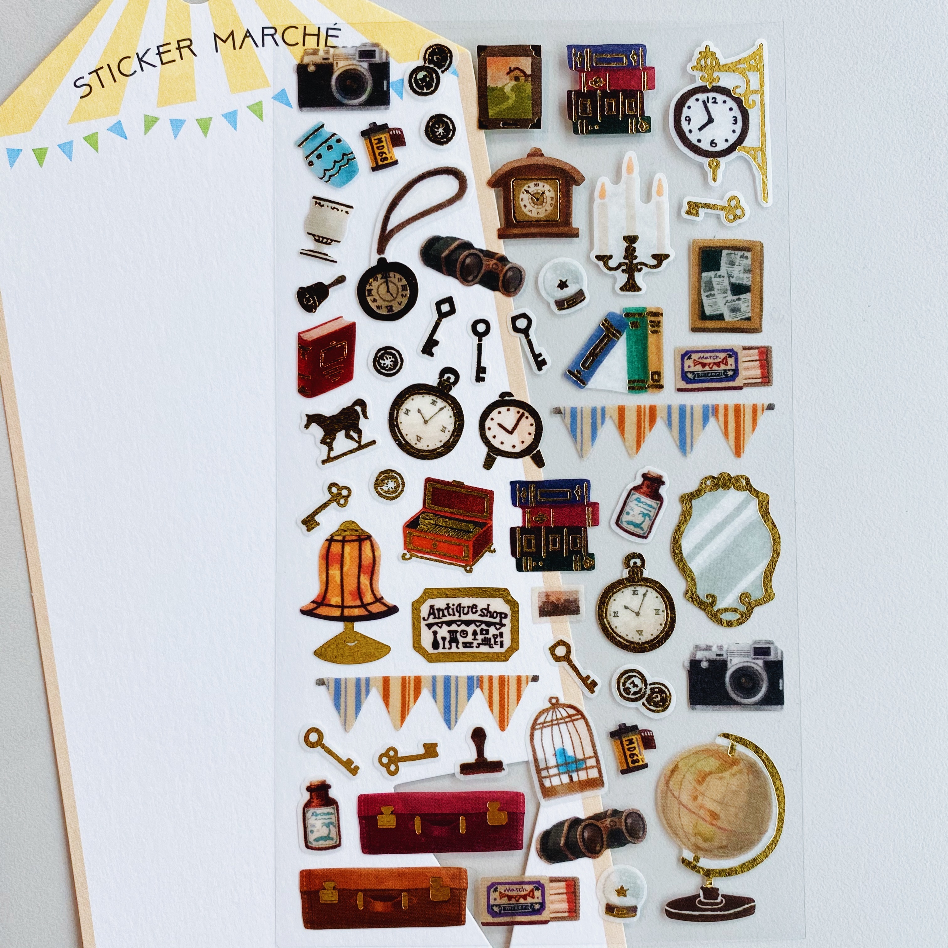 MIDORI 古董品 水彩和紙貼紙