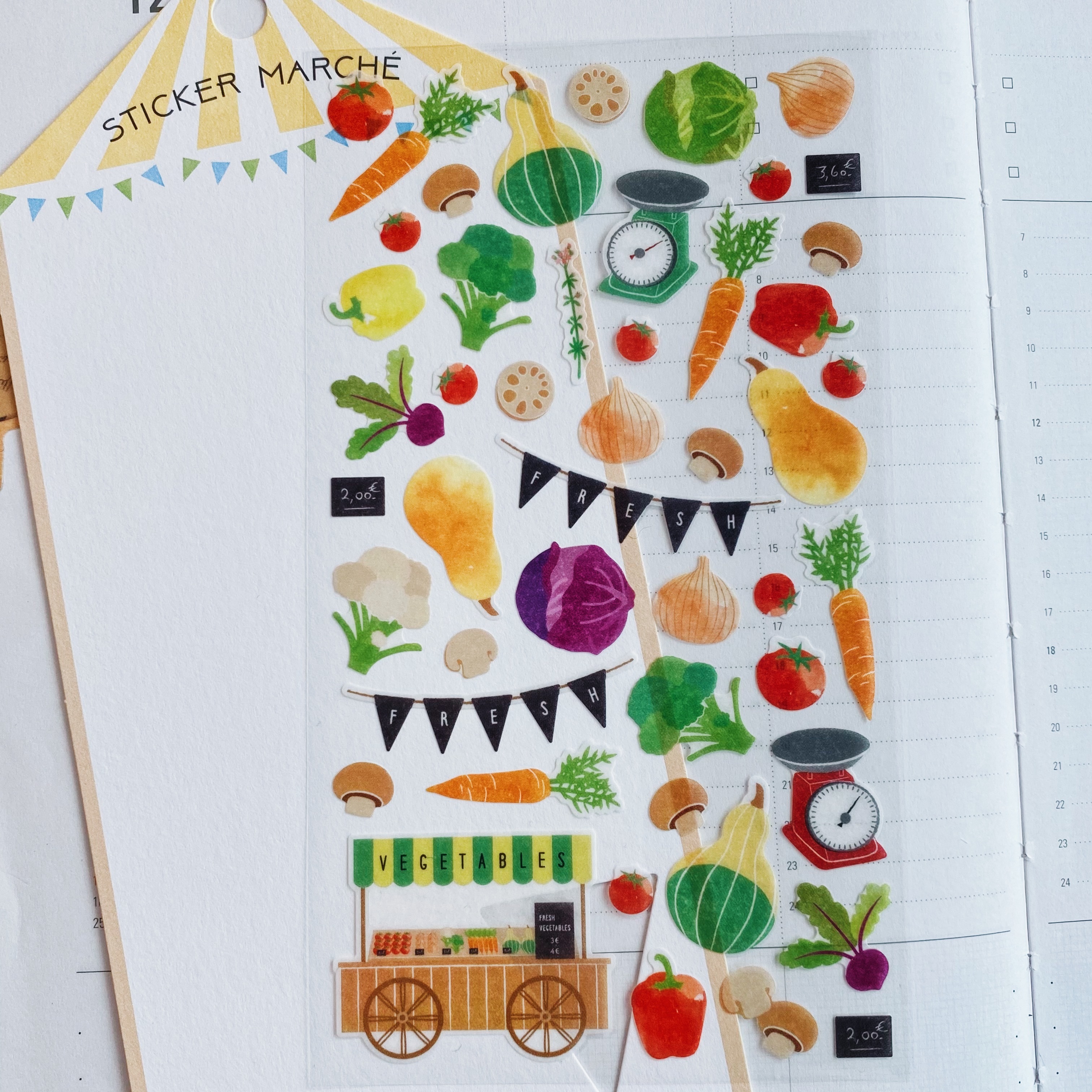MIDORI 蔬菜 水彩和紙貼紙