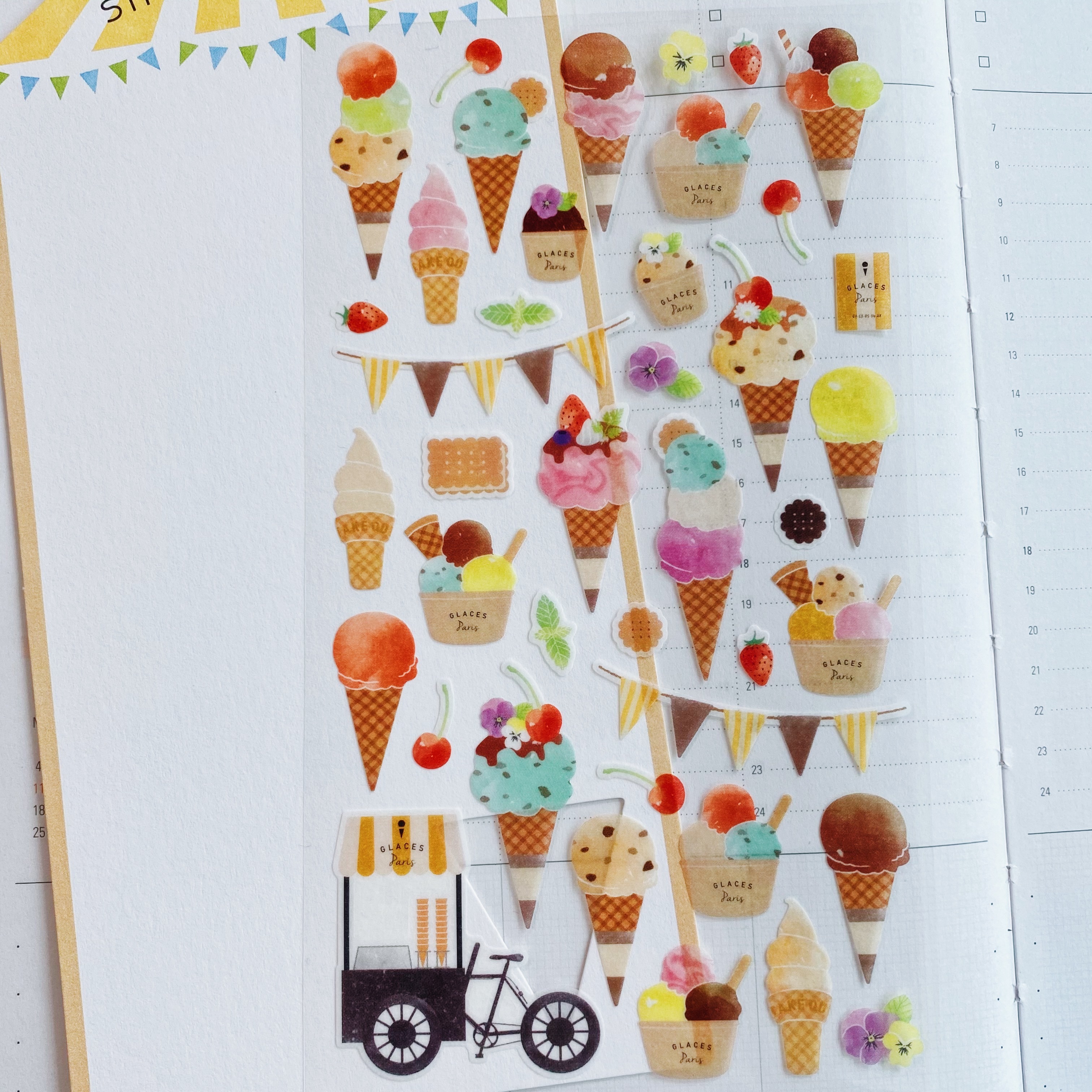 MIDORI 冰淇淋 水彩和紙貼紙