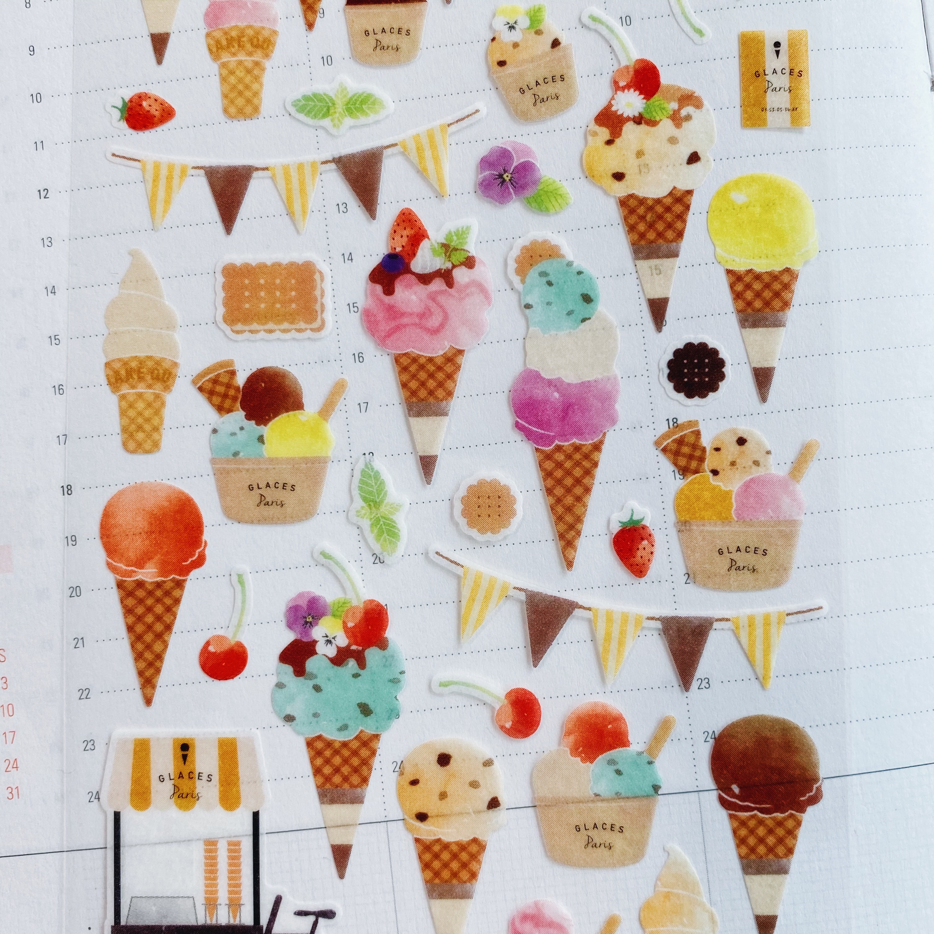 MIDORI 冰淇淋 水彩和紙貼紙