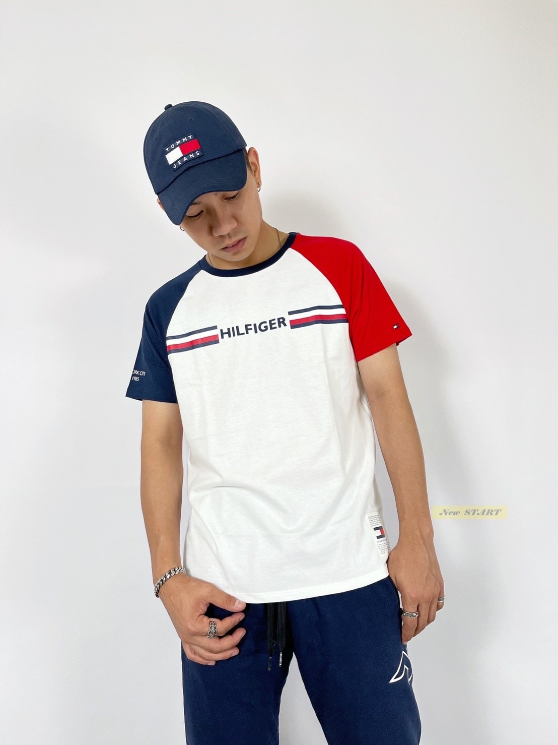 Tommy Hilfiger 雙色接袖 短袖T恤 短T