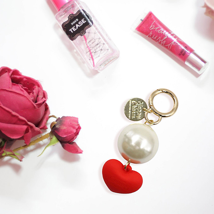 Candies Happy Charm 珍珠愛心鑰匙圈(紅)