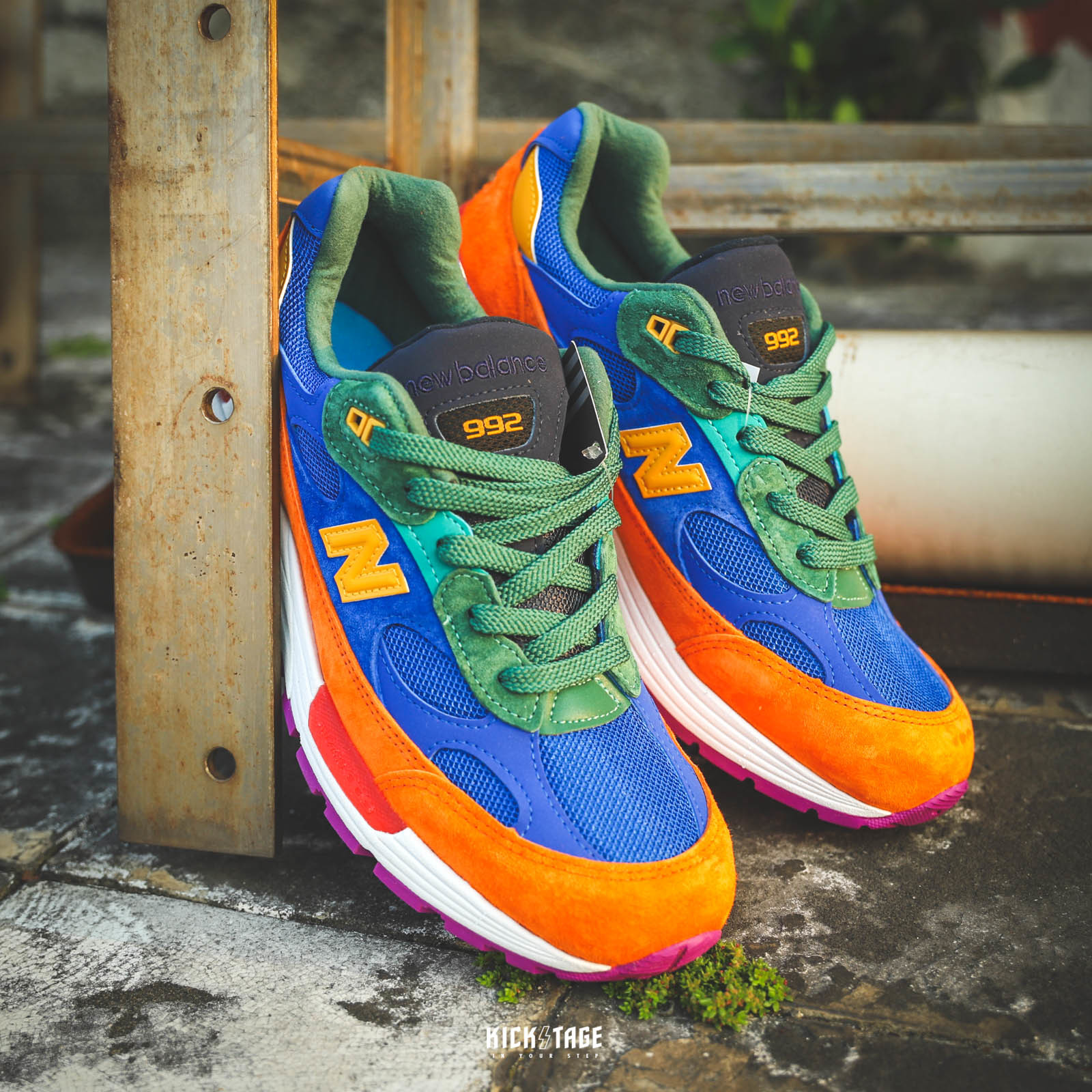 男鞋NEW BALANCE 992 彩虹彩色麂皮復古跑鞋美國製總統鞋【M992MC】