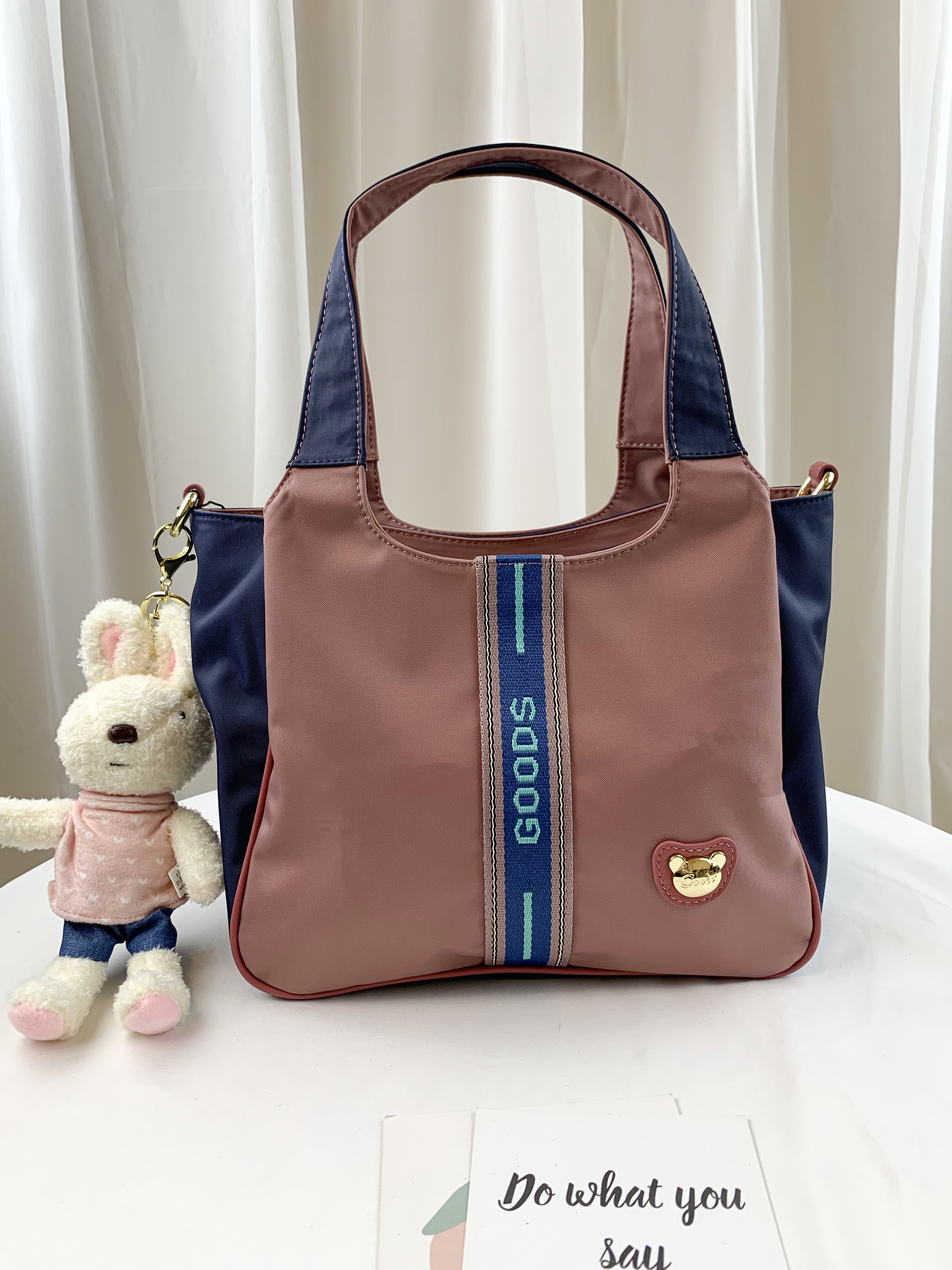 GOODS 織帶藍粉 尼龍手提包 / 側背包 #2198