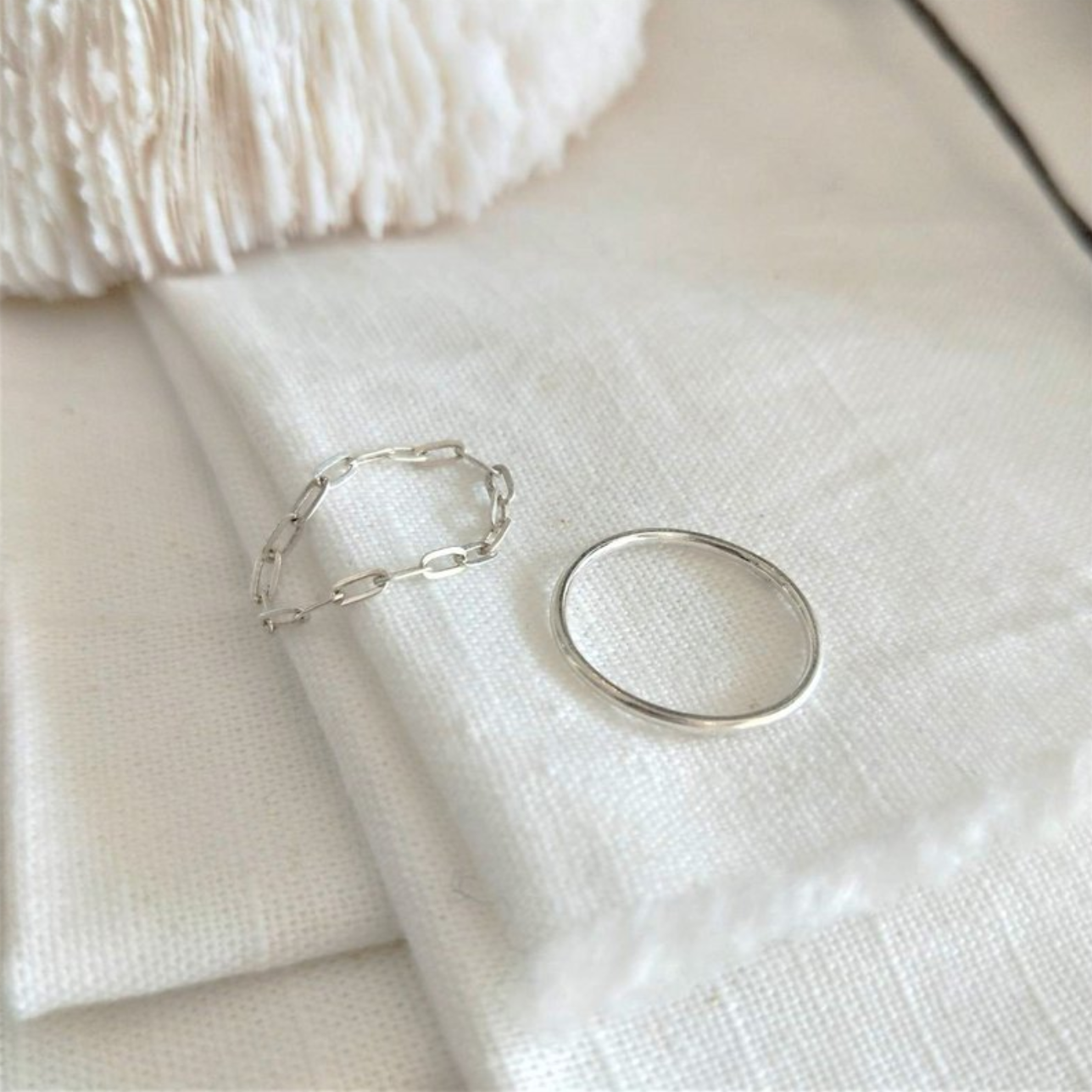 │套組│空氣感鍊戒 • 素圈戒 • 純銀戒指 • 極簡百搭 • 歐美首飾