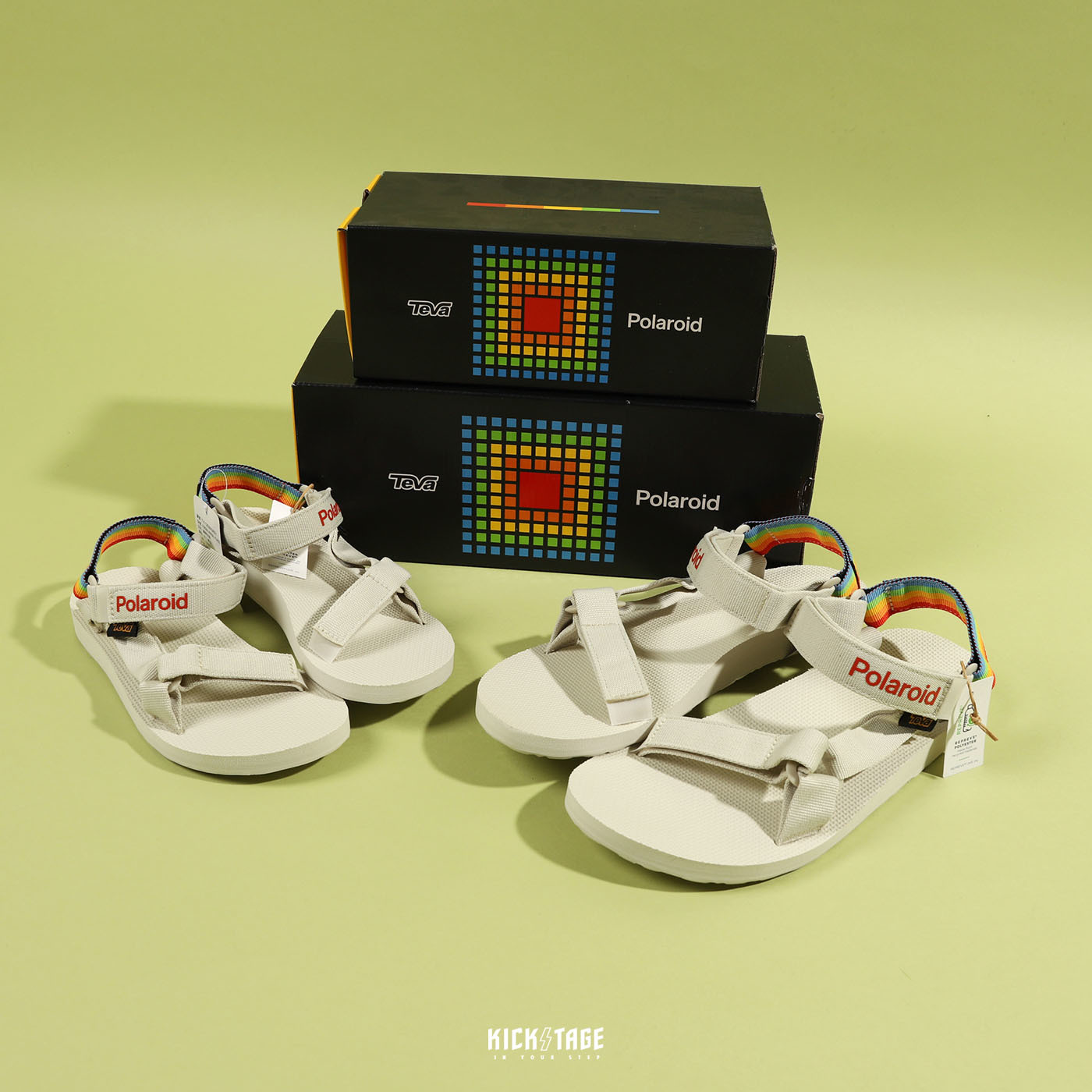 男女鞋 Teva Original x Polaroid 灰色 彩虹 拍立得 聯名款 復古感 織帶涼鞋【TV1125392GREY】