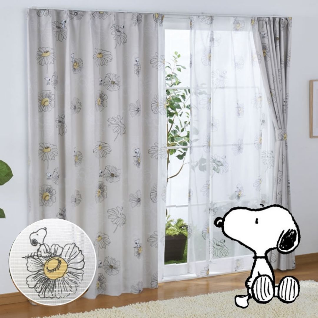 21144-SN Sanrio Snoopy 花花2級遮光窗簾 (一套2塊)  #JP-BD21-KO-1