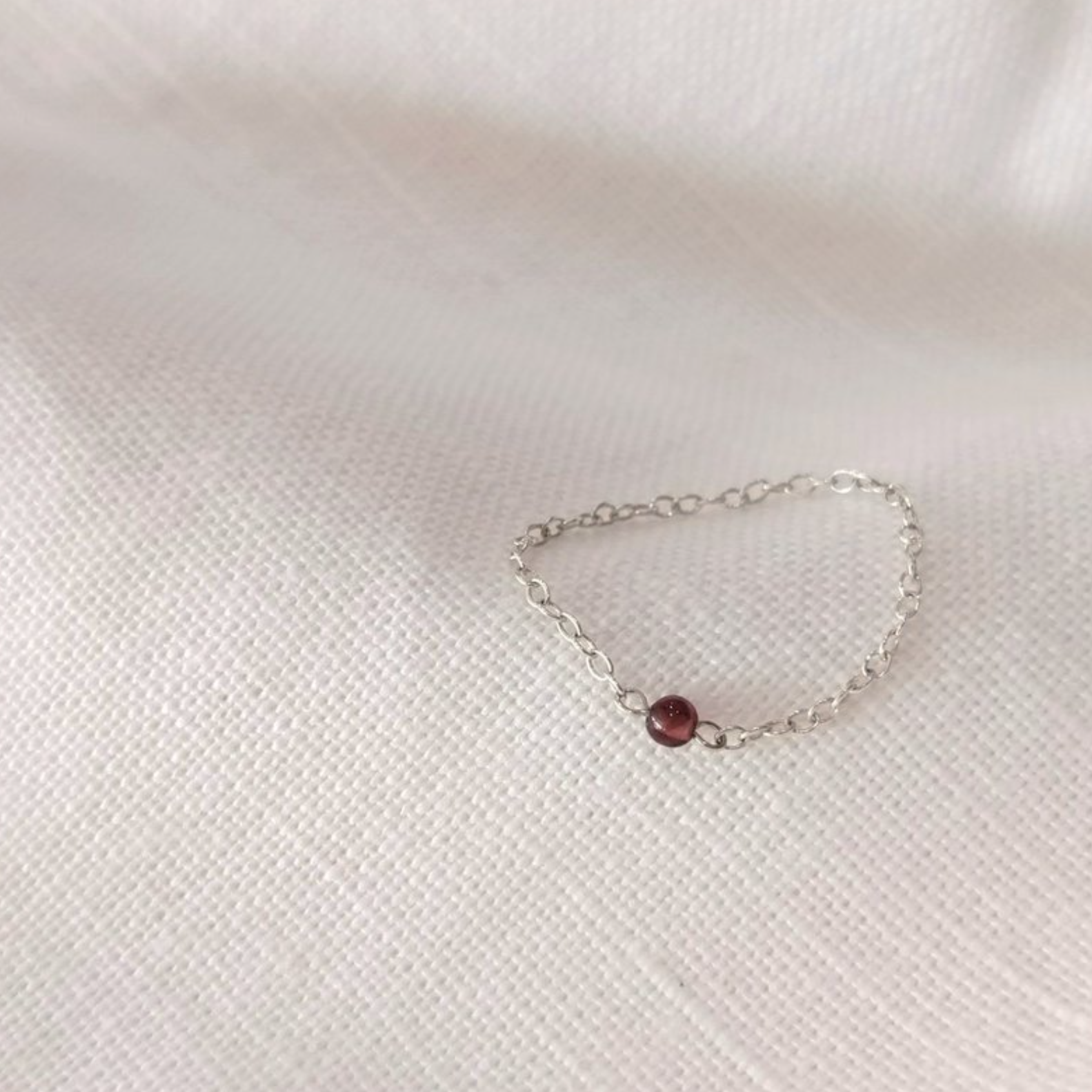 │輕奢│紅石榴石 • 鏈戒 • 純銀戒指 • 單只