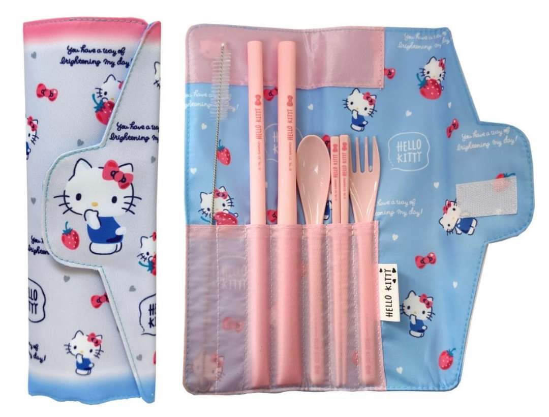 正版Sanrio 環保飲管連餐具
