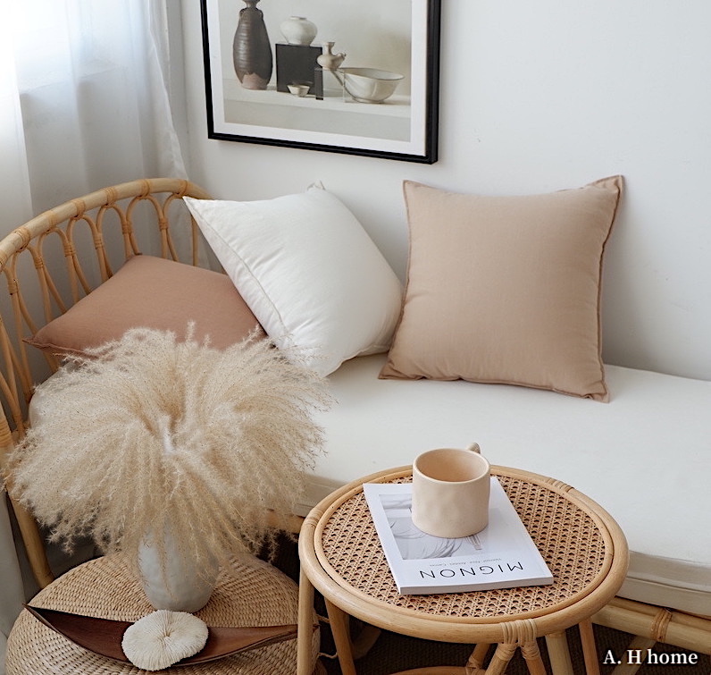 【ＡＨ311】波希米亞素色棉麻抱枕套