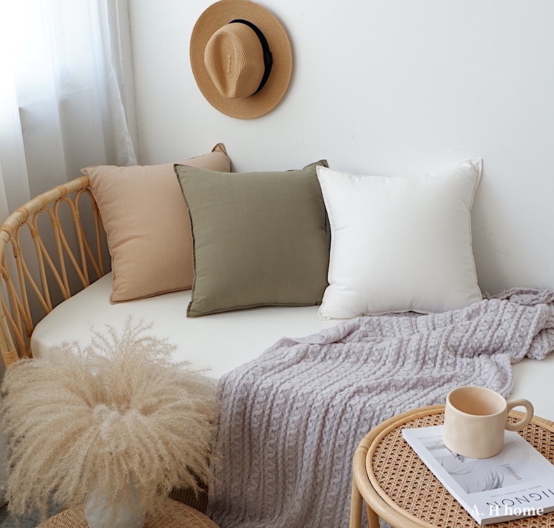 【ＡＨ311】波希米亞素色棉麻抱枕套