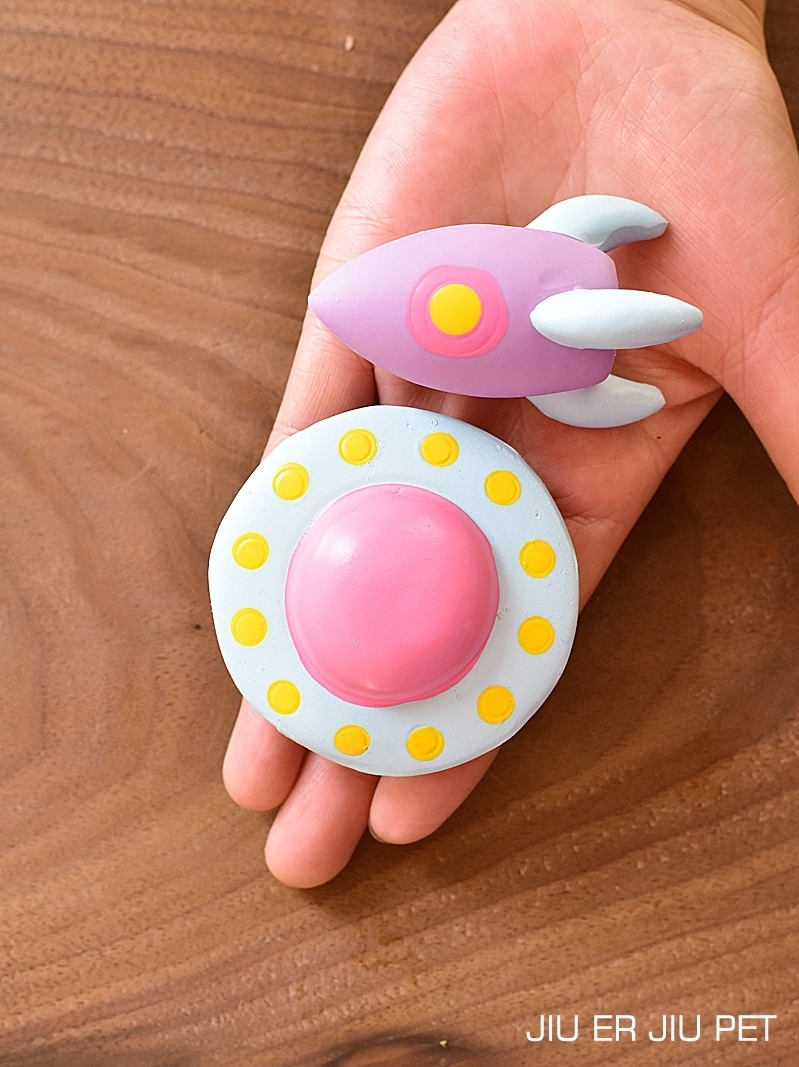 Q-MONSTER小型狗专属乳胶发声玩具 小火箭与小飞碟