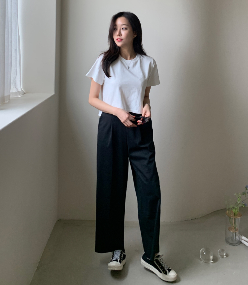 韓國製PT47 橡膠頭直筒9分闊褲