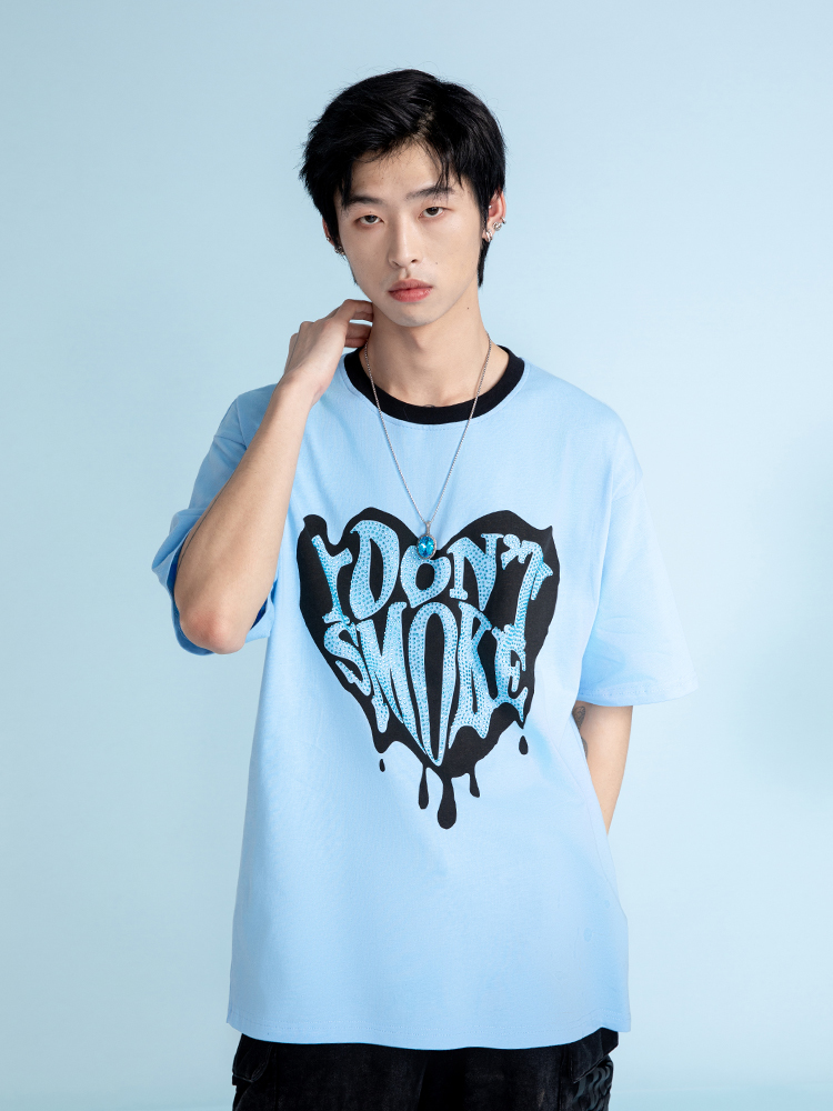 I DON’T SMOKE 水鑽 愛心 融化 短袖 短T DONSMOKE Don’t Smoke