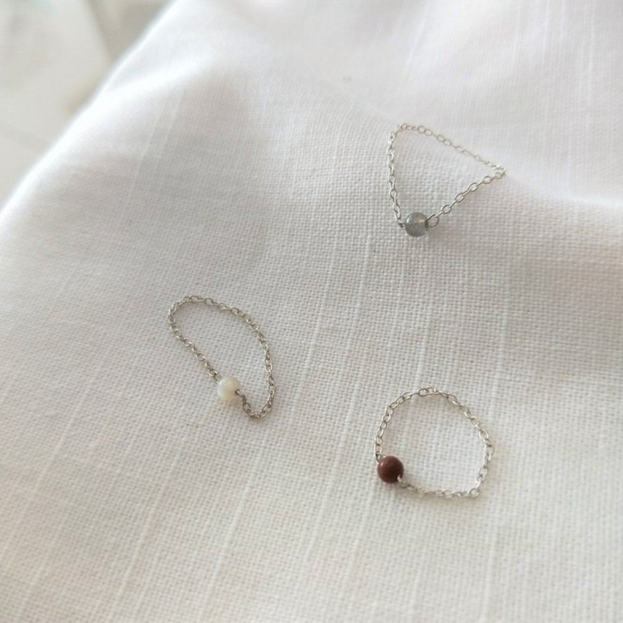 │輕奢│珍珠貝石 • 鏈戒 • 純銀戒指 • 單只