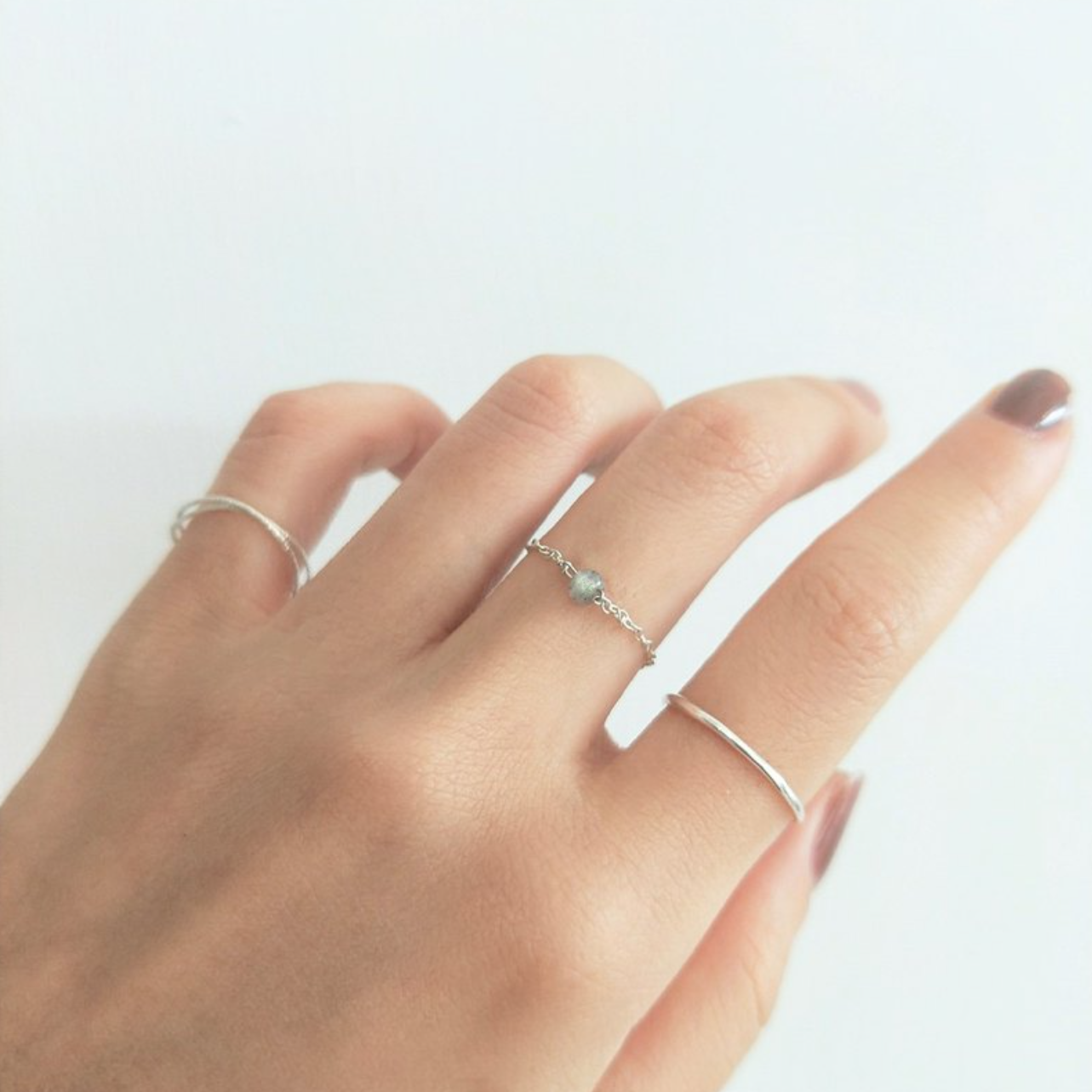 │輕奢│光譜石 • 鏈戒 • 純銀戒指 • 單只