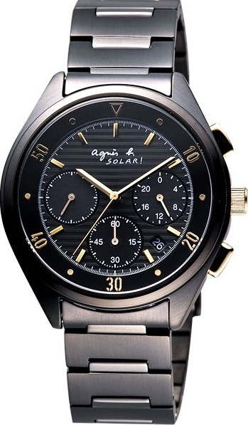 萬年鐘錶 - agnes b.  太陽能三眼計時男錶  V175-0AA0K / BU8005P1  錶徑40MM