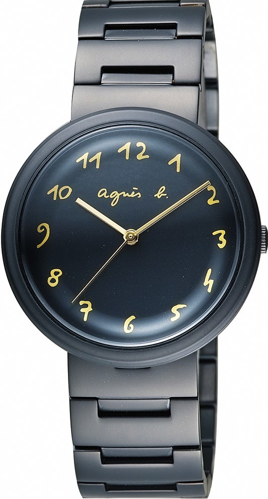 萬年鐘錶 - agnes b.  全黑數字簡約女錶 VJ21-KJ50SD / BH8030X1  錶徑36MM