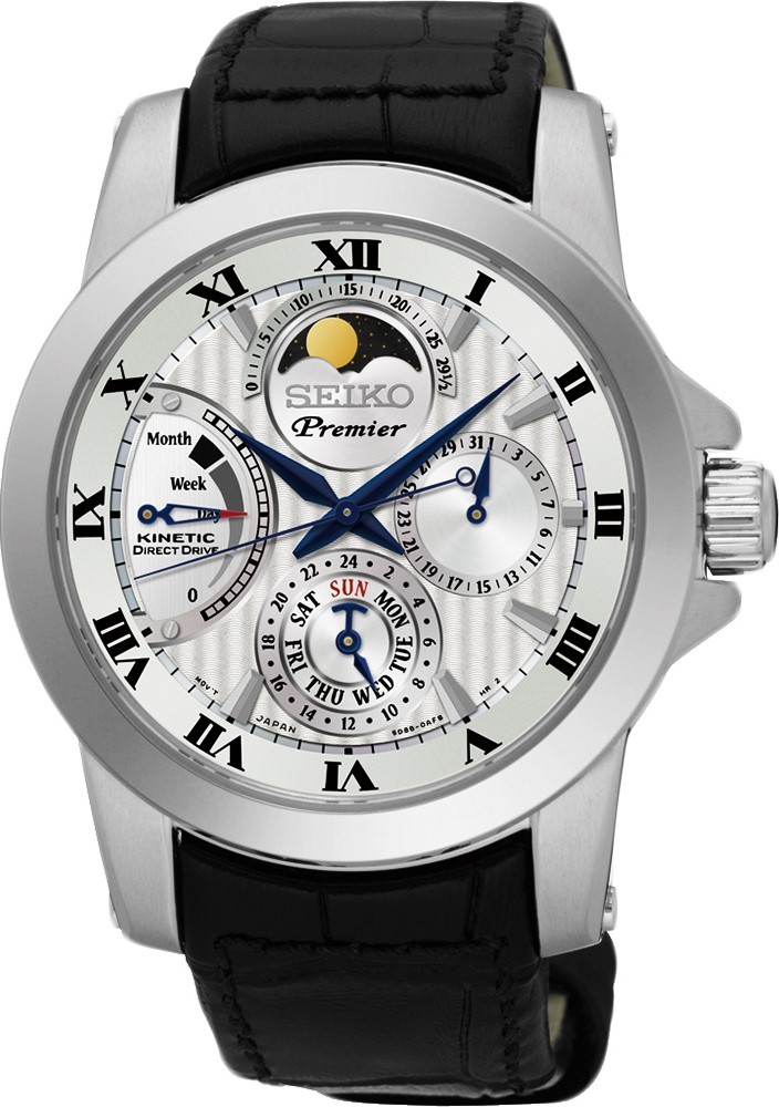 萬年鐘錶 - SEIKO Premier 人動電能月相皮革男錶  5D88-0AG0P / SRX011J2 錶徑41MM