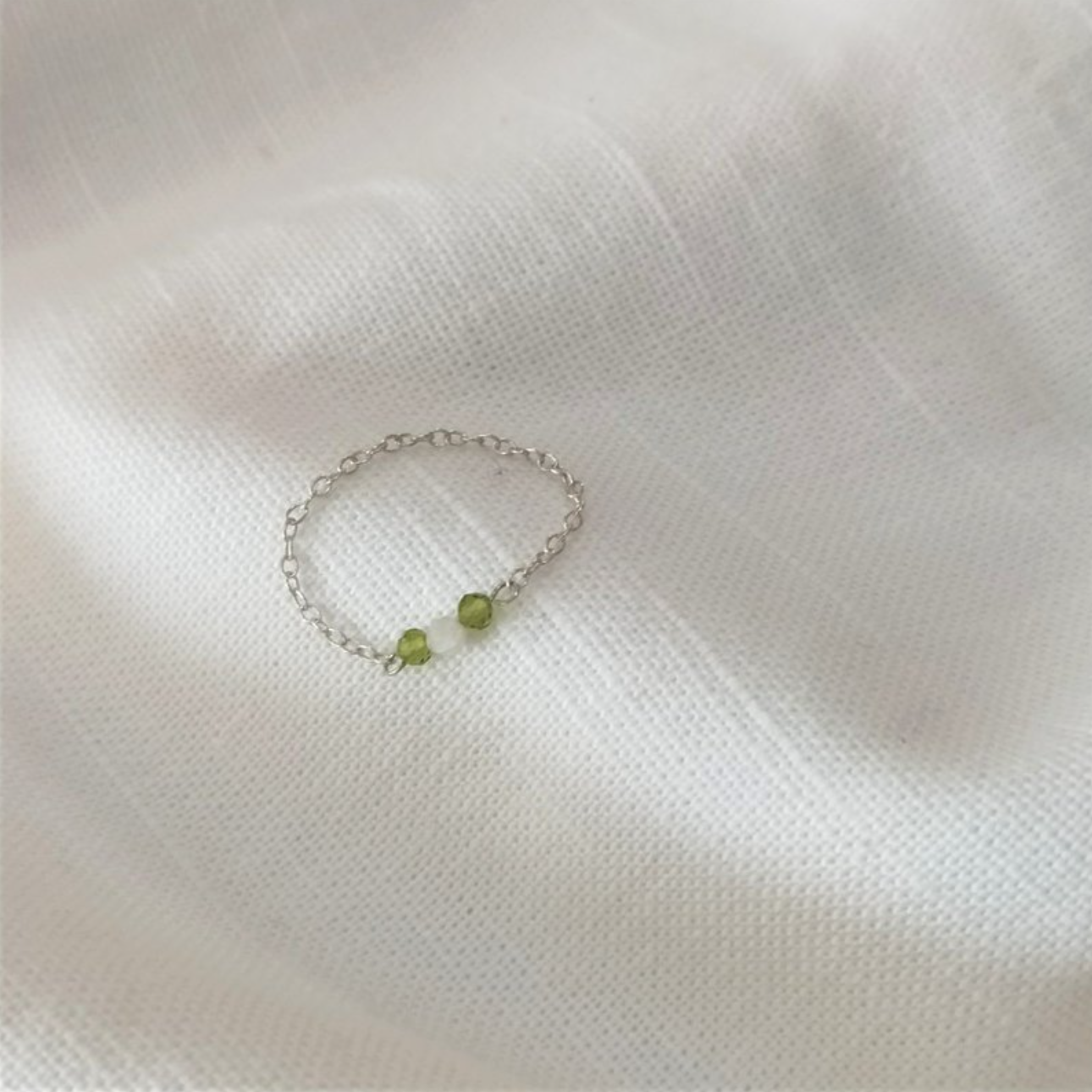 │輕奢│摩根 綠橄欖 • 鏈戒 • 純銀戒指