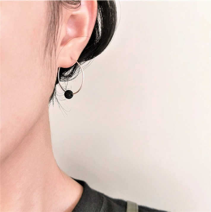 │質感│ 黑火山石 • 鎖骨鍊 • 純銀項鍊 • 設計師原創