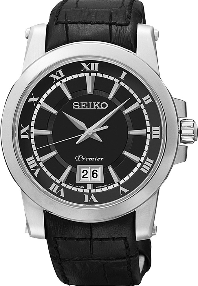 萬年鐘錶 - SEIKO Premier   紳士經典皮革男錶  SUR015J2 / 6N76-00B0A 錶徑40MM