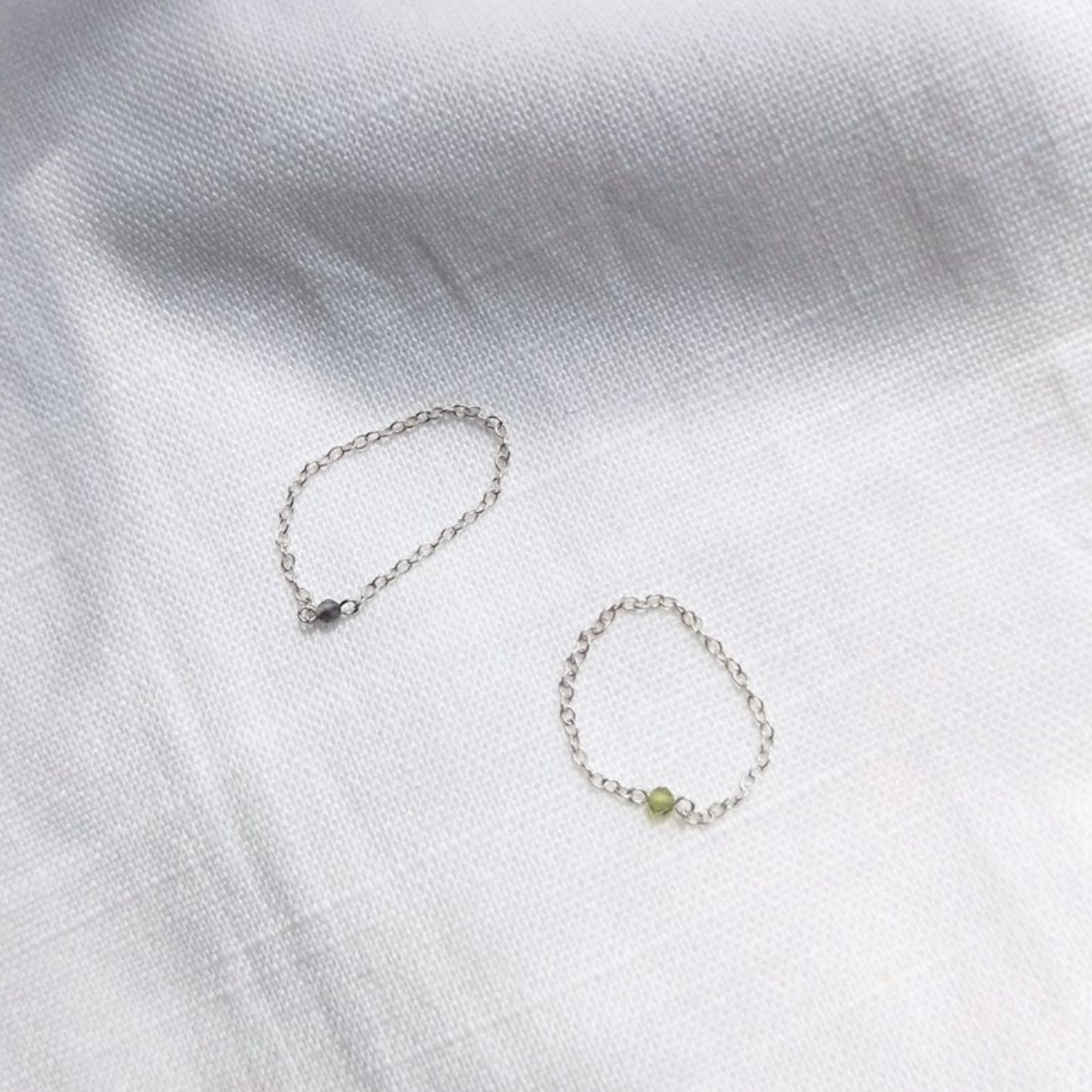 │輕奢│冰耀石/橄欖石 • 鏈戒 • 純銀戒指 • 單只