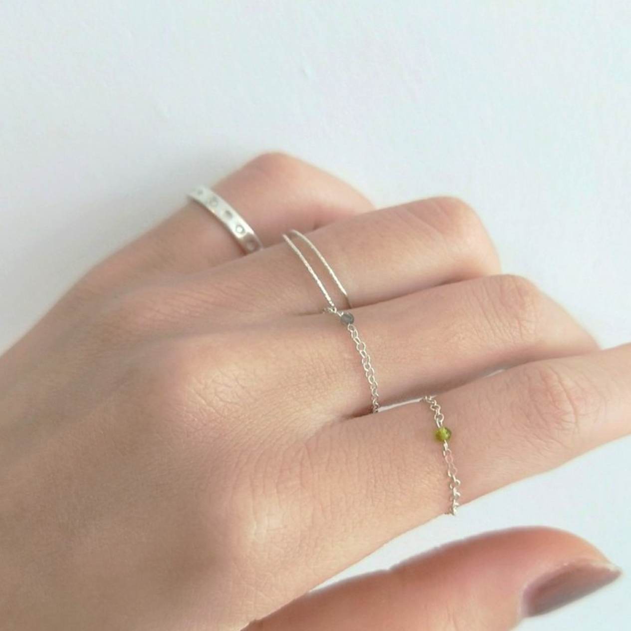 │輕奢│冰耀石/橄欖石 • 鏈戒 • 純銀戒指 • 單只