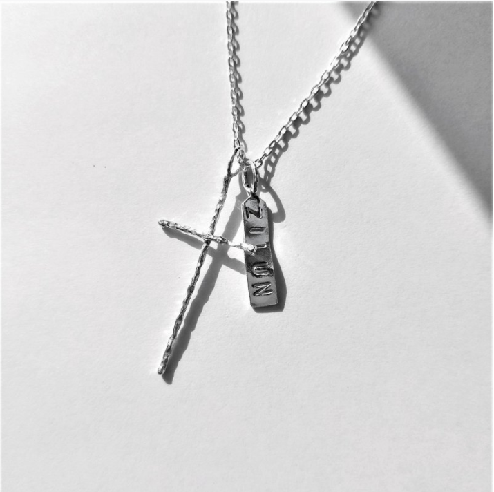 │訂製│礦石質感 • 細十字架項鍊 • 鋼印 • 純銀項鍊