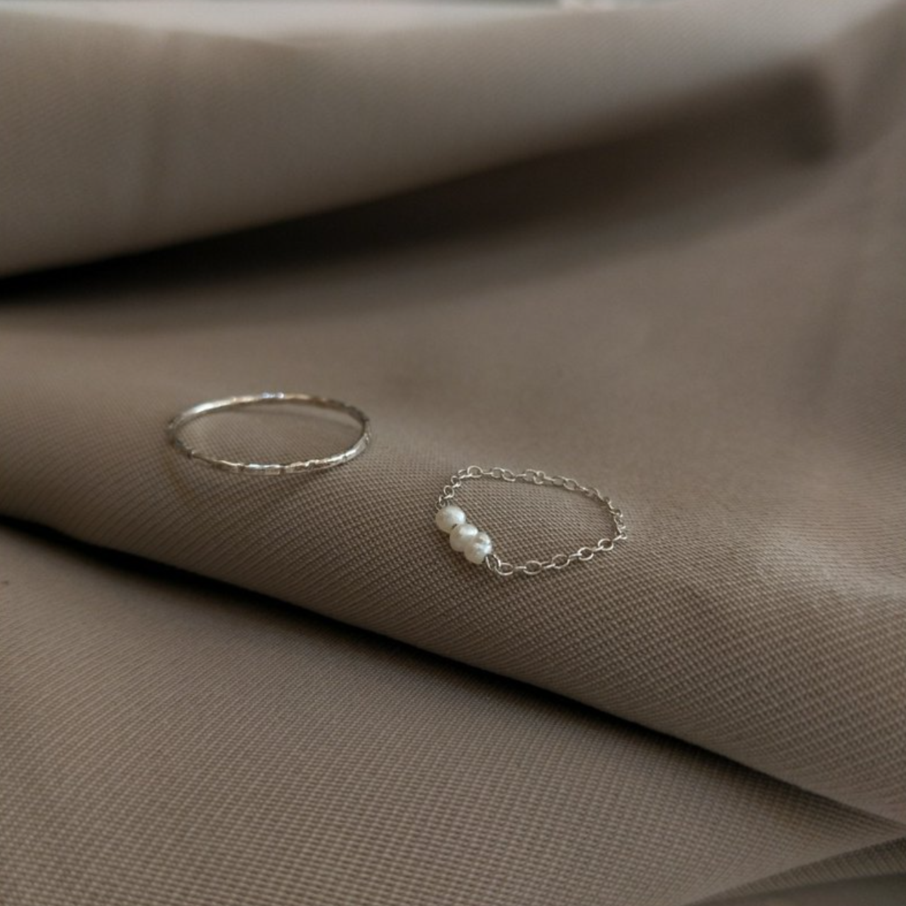 │套組│天然珍珠 • 輕奢 • 鏈戒 • 純銀戒指
