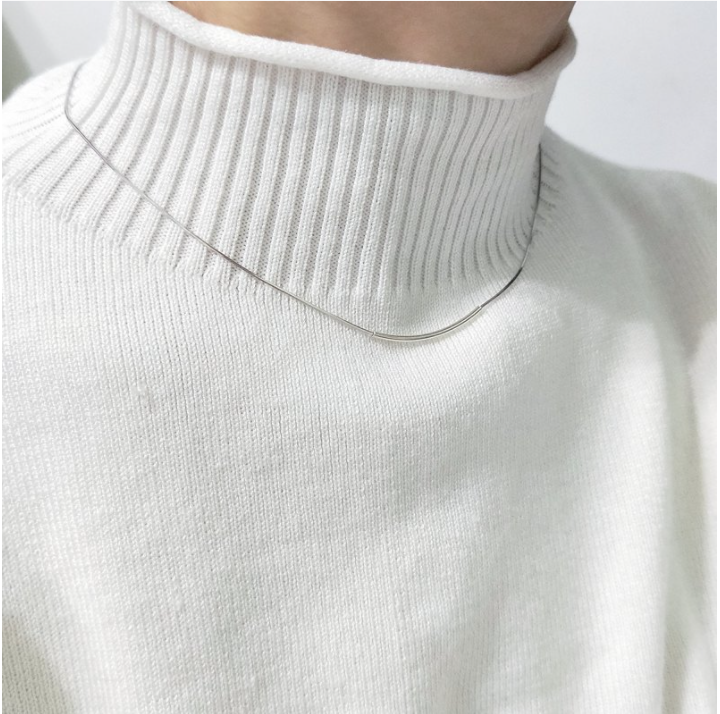 │簡約│極細月牙鎖骨鍊 • 純銀項鍊