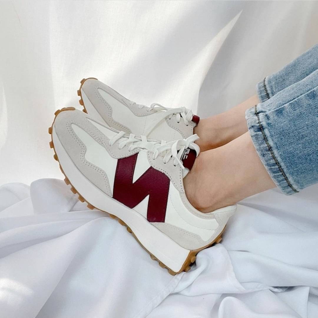 New Balacne 327 皮革款 焦糖底 酒紅色 大N