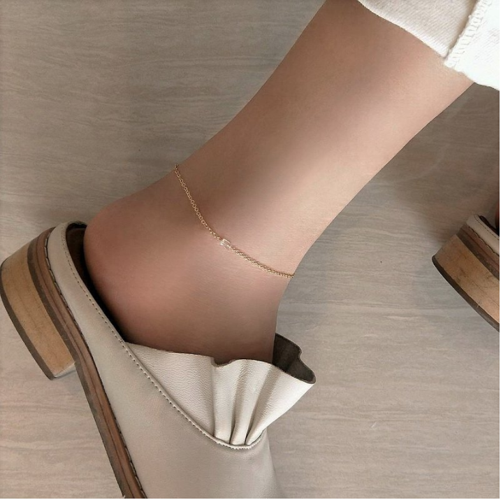 │輕奢│晶透方塊 • 高質感 • 腳鍊 • 美國14K注金 • 14kgf