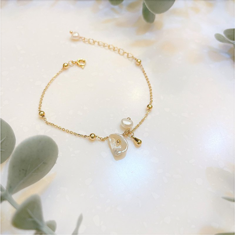 │輕奢│珍珠花瓣露露 • 手鍊 • 14K注金 • 14kgf
