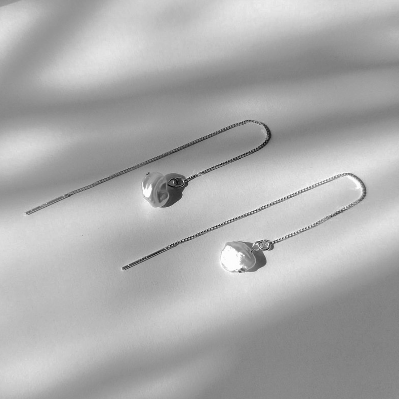 │輕奢│ 不規則珍珠 • 耳鍊 • 純銀耳飾