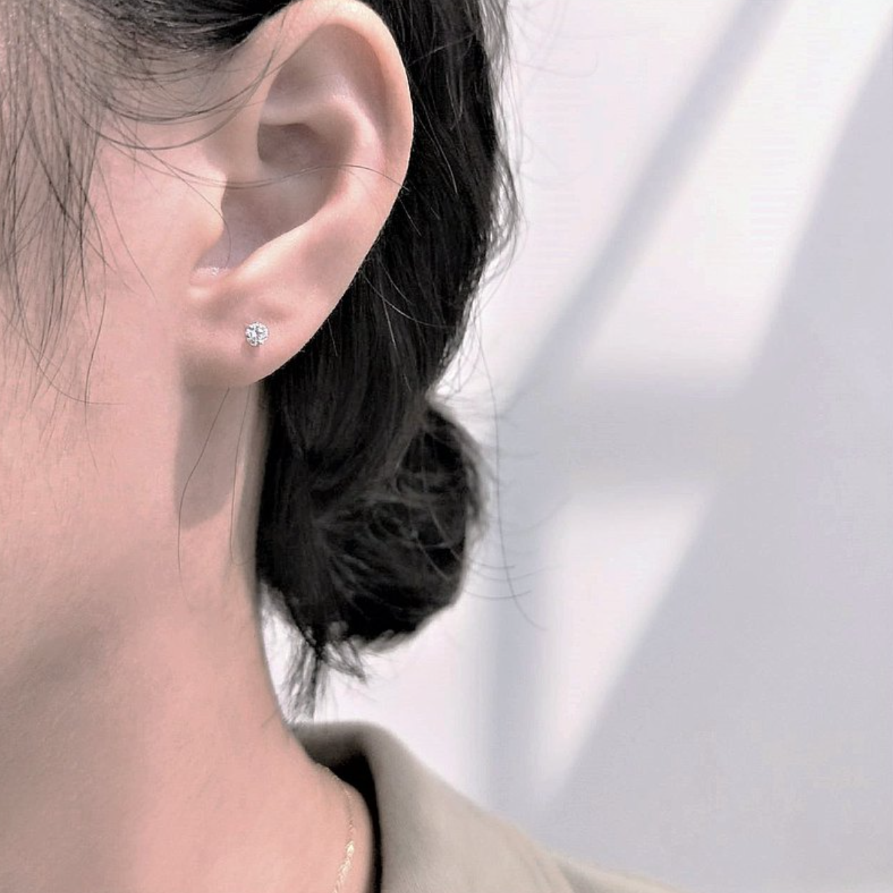 │簡約│黑白鋯石 • 耳針耳夾 • 純銀耳飾