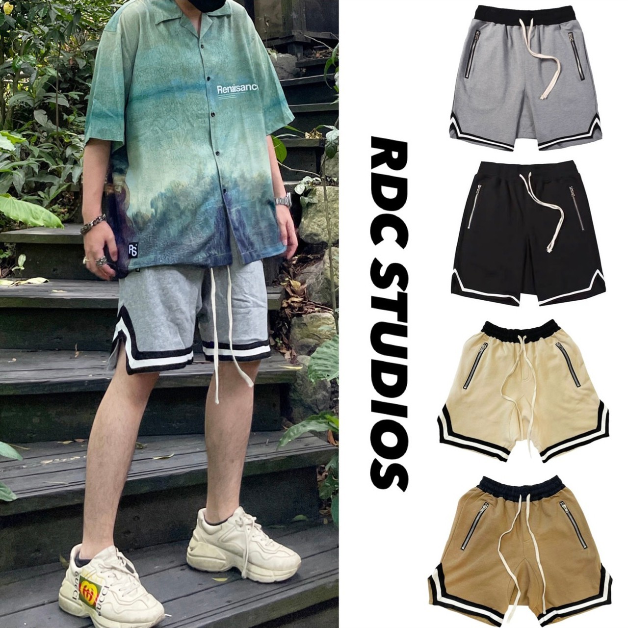 韓國製 RDC STUDIOS 抽繩 側開 寬鬆 低檔 短褲 滾邊 球褲 高質量 立體剪裁