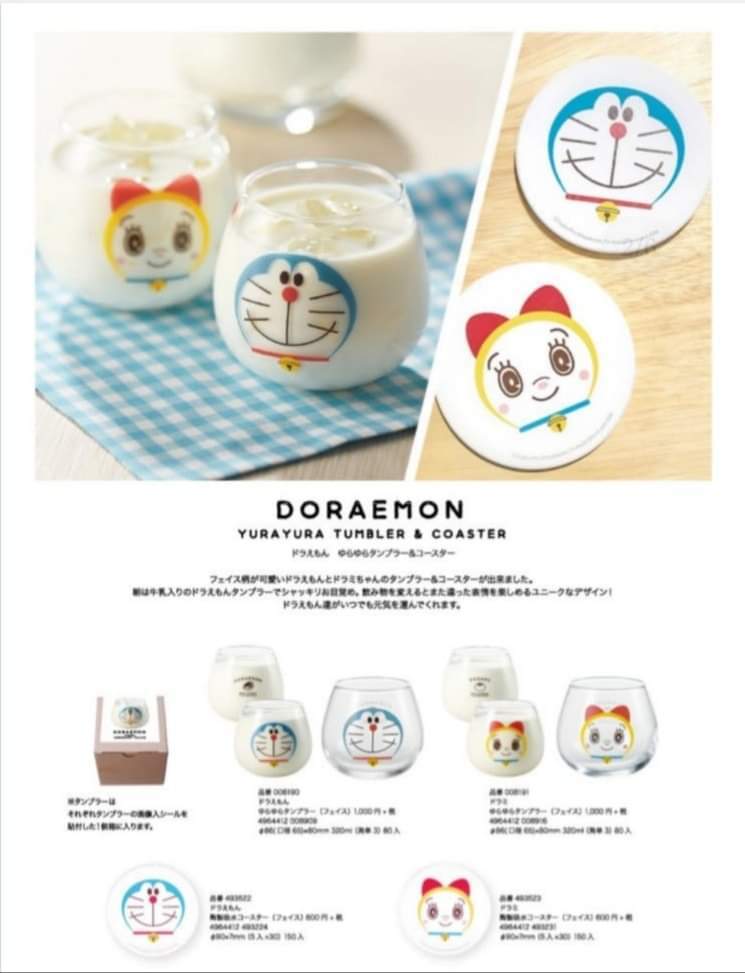 DORAEMON透明玻璃杯及杯墊