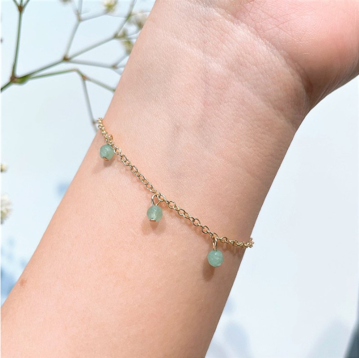 │輕奢│天河石 • 小雨滴手鍊 • 14K注金 • 14kgf