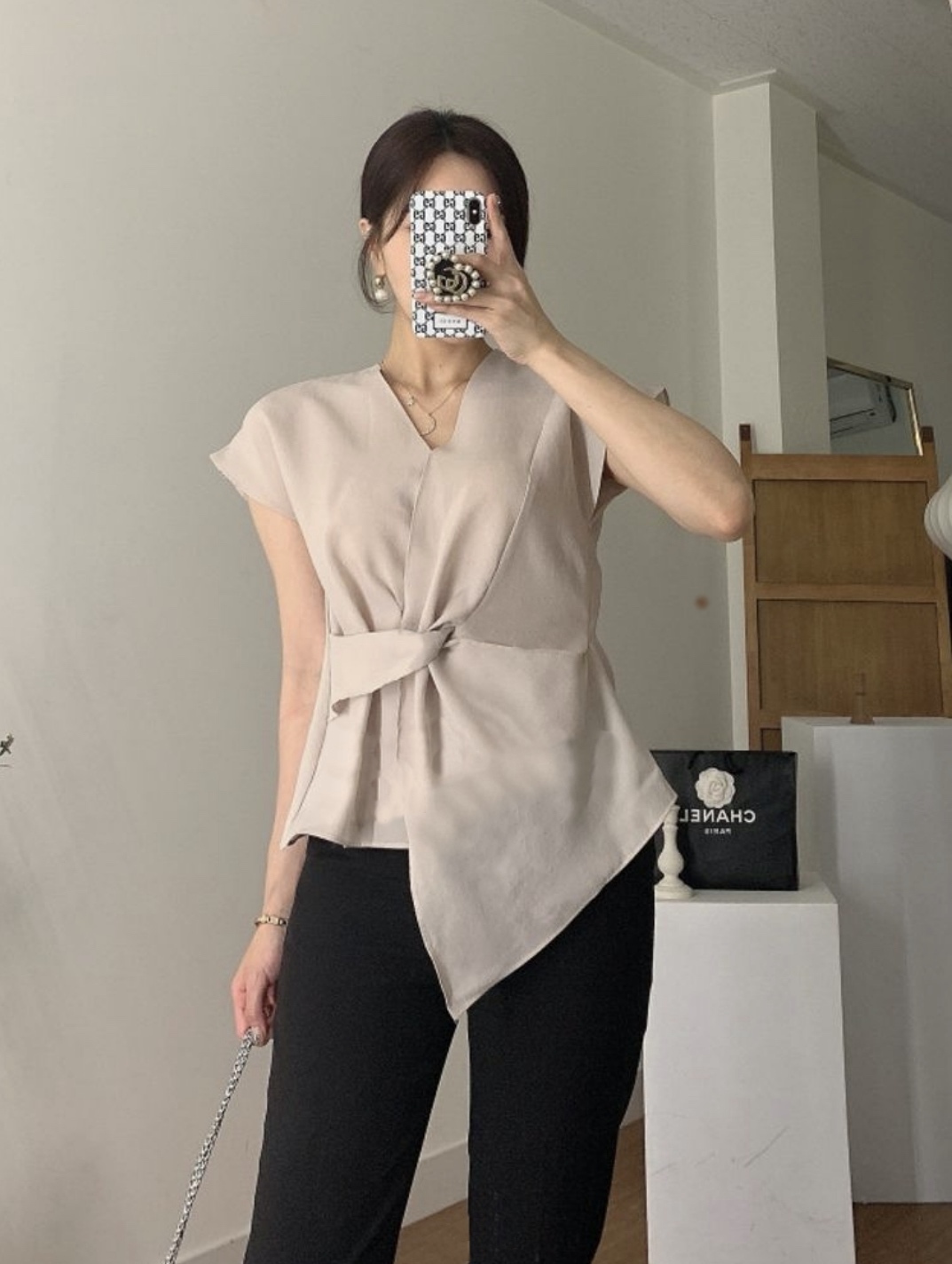 韓國製🇰🇷TP2094 微透膚交叉上衣