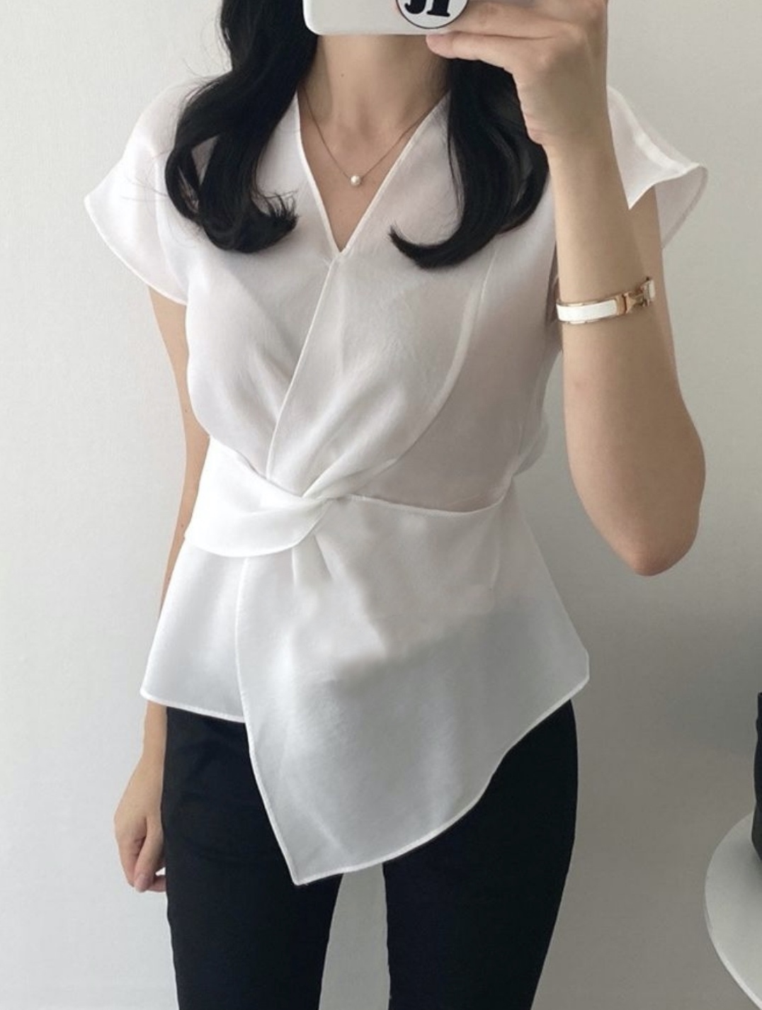 韓國製🇰🇷TP2094 微透膚交叉上衣