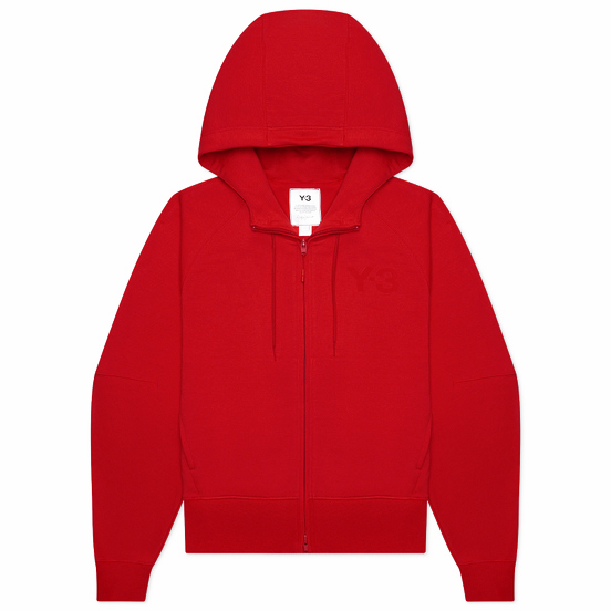 【 Y-3 W CL LC F-ZIP 胸前 LOGO 連帽外套 - 紅 】