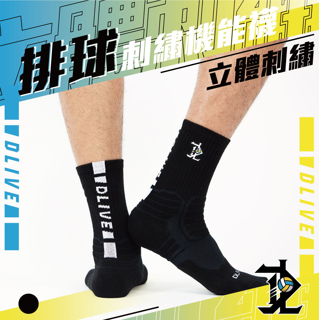 DLIVE 刺繡機能長襪 - 排球款 (共2色)