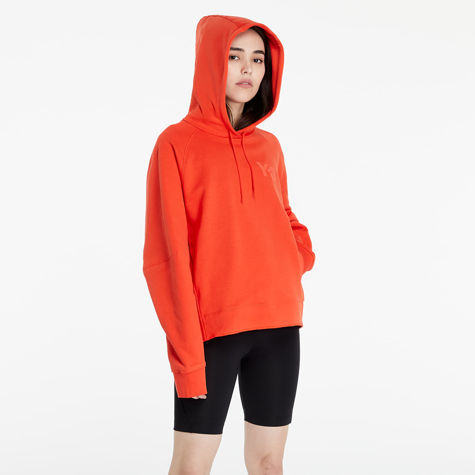 【 Y-3 W CL LC HOODIE 胸前 LOGO 帽TEE - 橘紅 】