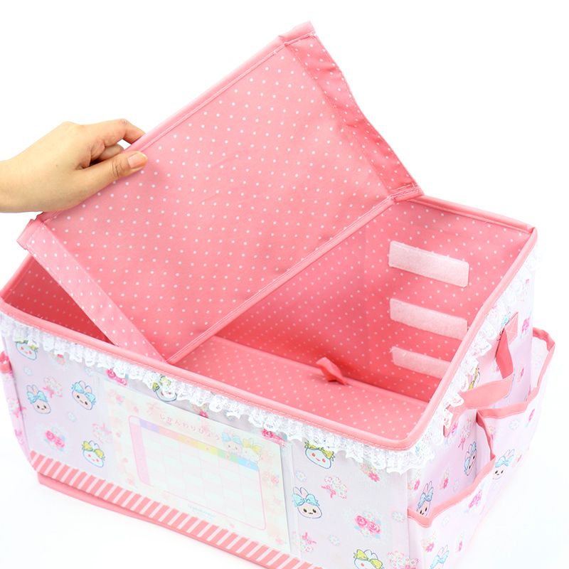 日本Usamomo萌兔桃桃-收納盒-無蓋 花田(粉色)