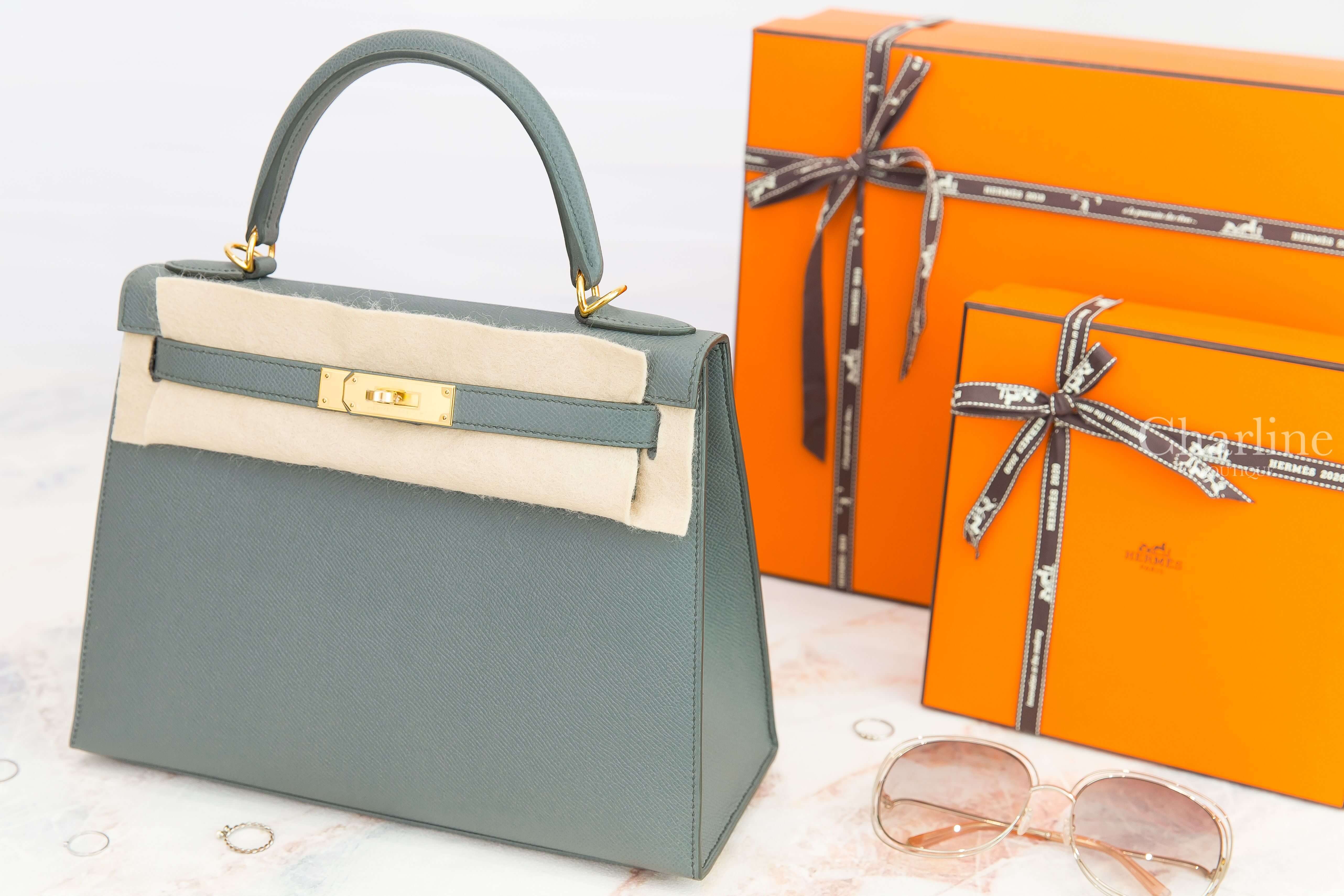 Hermès Kelly II 28cm 63 Vert Amande Epsom Z刻杏仁綠金釦凱莉包-Charline Boutique 精品代購
