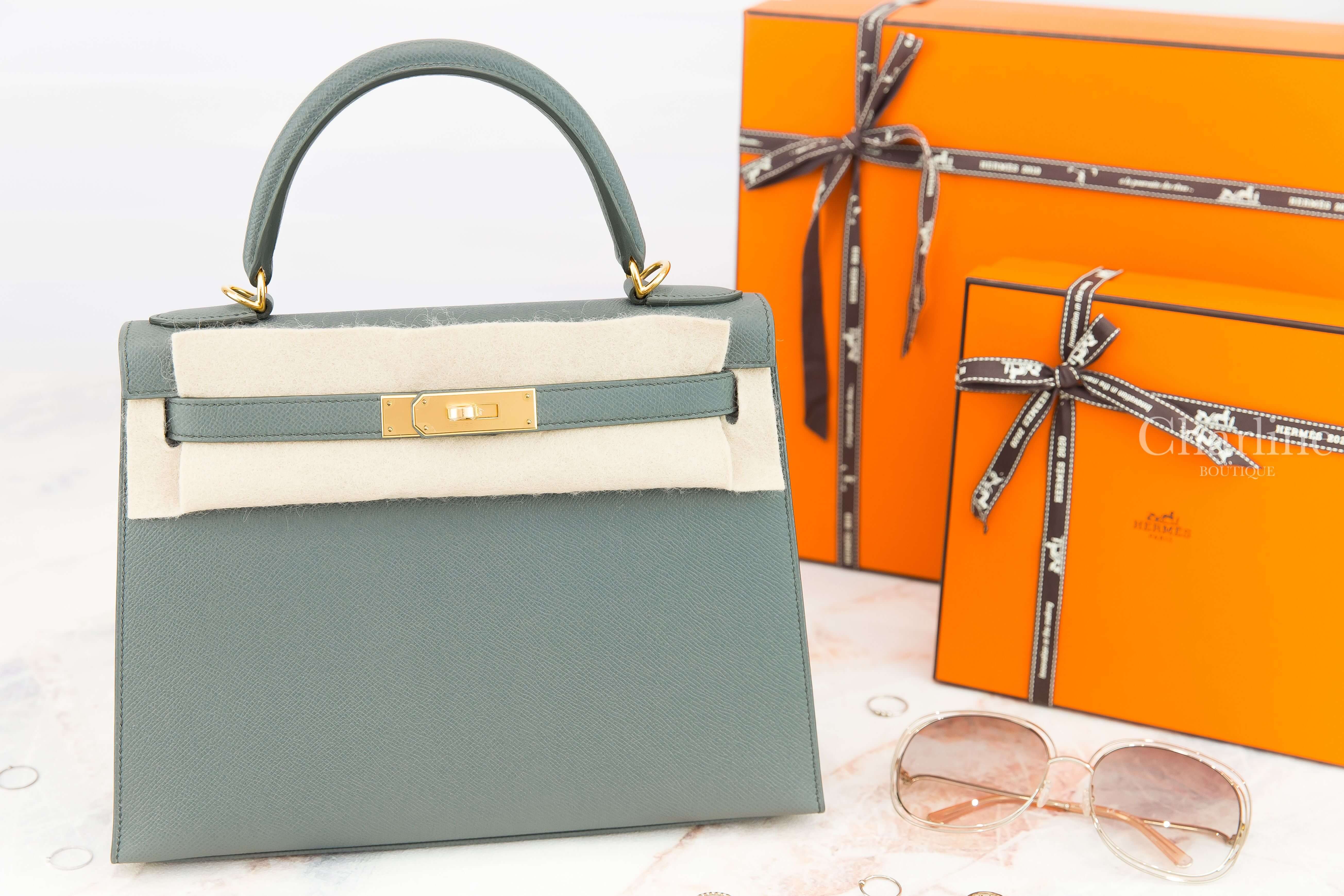 Hermès Kelly II 28cm 63 Vert Amande Epsom Z刻杏仁綠金釦凱莉包-Charline Boutique 精品代購