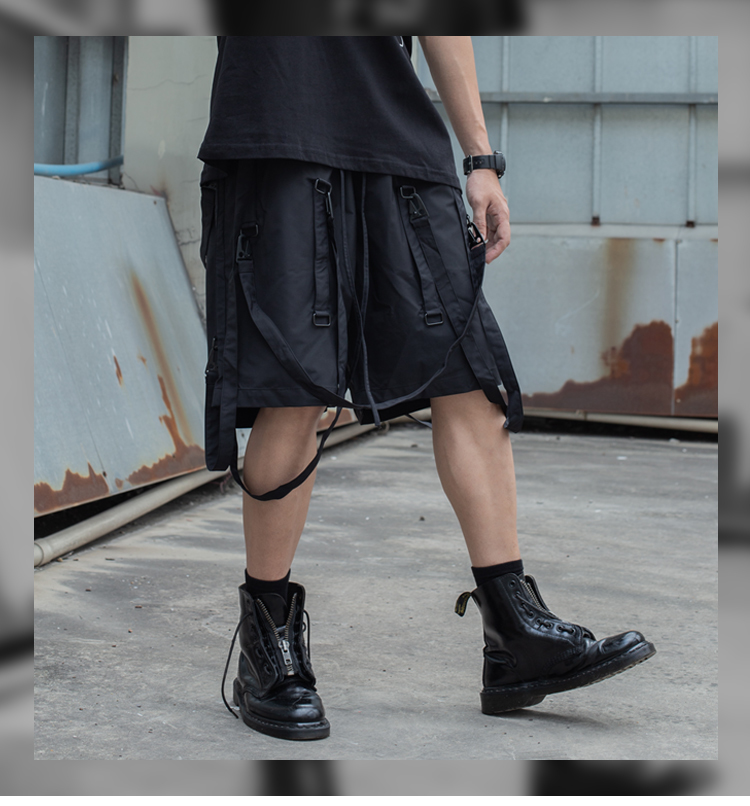 多層次可拆卸織帶黑暗抗靜電短褲