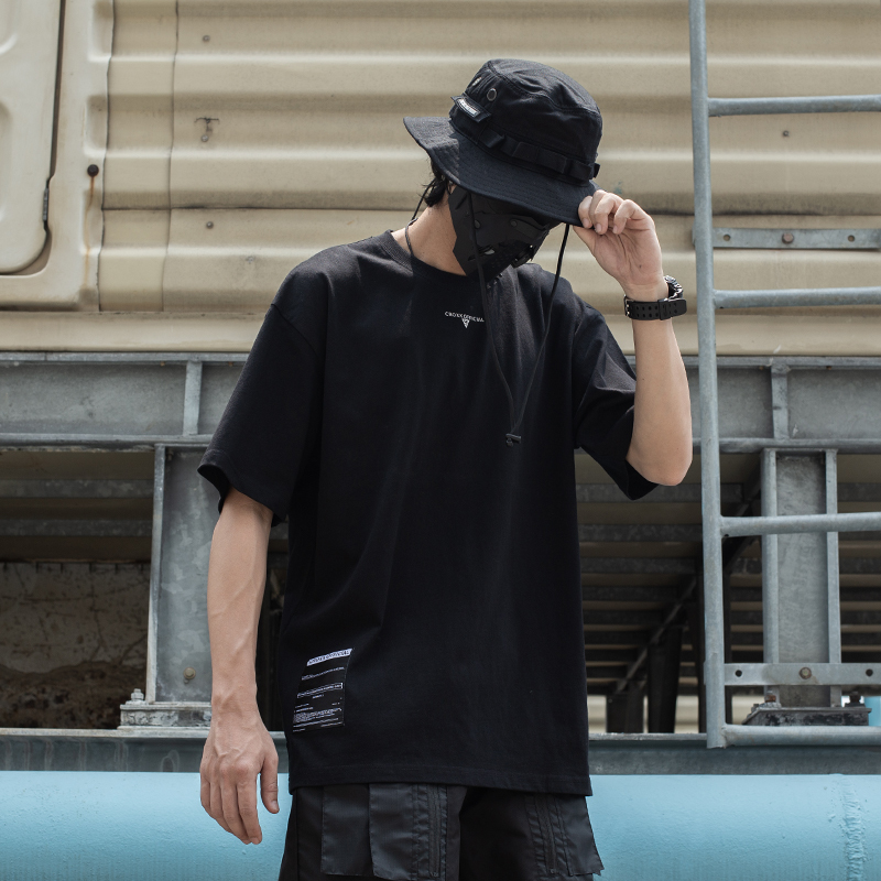 反光圖型基礎拼接短袖